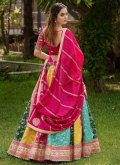 Multi Colour Satin Embroidered Readymade Lehenga Choli for Ceremonial - 1