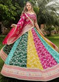Multi Colour Satin Embroidered Readymade Lehenga Choli for Ceremonial - 2