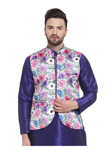 Multi Colour Satin Printed Nehru Jackets for Ceremonial