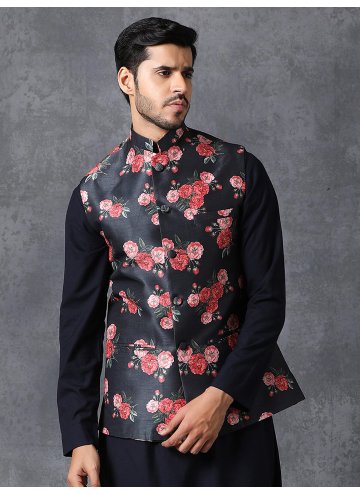 Multi Colour Satin Printed Nehru Jackets for Ceremonial