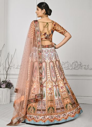 Multi Colour Satin Silk Swarovski Designer Lehenga Choli for Engagement