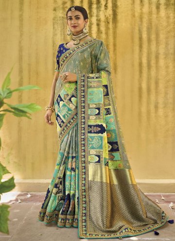 Multi Colour Silk Border Contemporary Saree