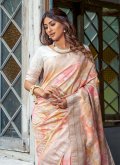 Multi Colour Silk Border Contemporary Saree for Engagement - 1