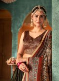 Multi Colour Silk Digital Print Designer A Line Lehenga Choli for Wedding - 2