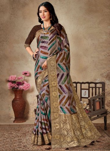 Multi Colour Silk Digital Print Traditional Saree