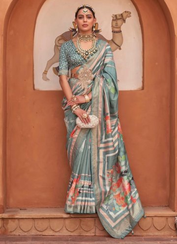 Multi Colour Silk Digital Print Trendy Saree for Ceremonial
