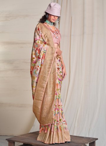 Multi Colour Silk Digital Print Trendy Saree for C