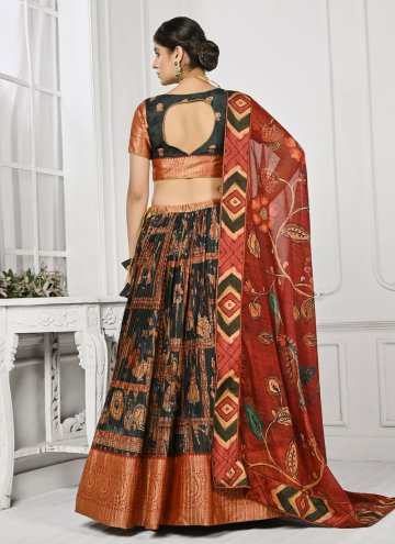 Multi Colour Silk Print Designer Lehenga Choli for Ceremonial