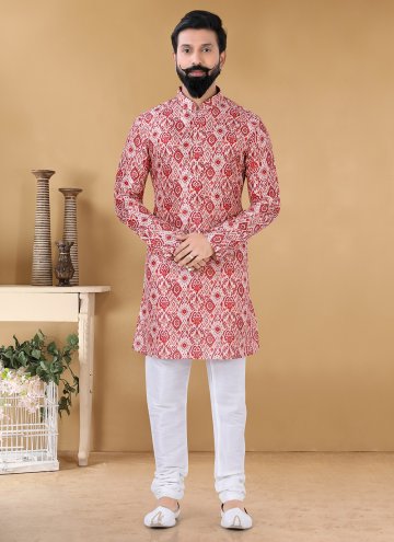 Multi Colour Silk Printed Kurta Pyjama for Engagement