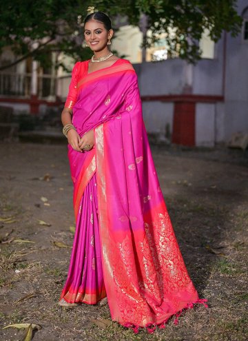 Multi Colour Silk Woven Trendy Saree for Ceremonia