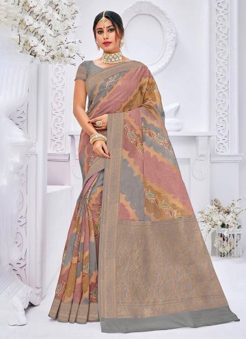 Multi Colour Silk Woven Trendy Saree for Ceremonia