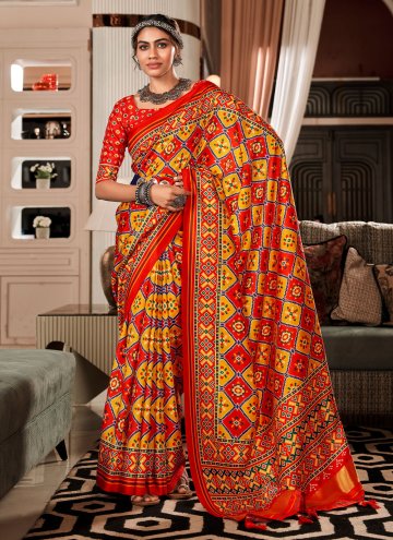 Multi Colour Traditional Saree in Patola Silk with Patola Print