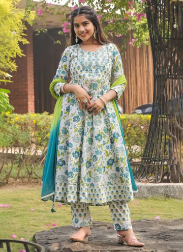 Multi Colour Trendy Salwar Suit in Cotton  with Em