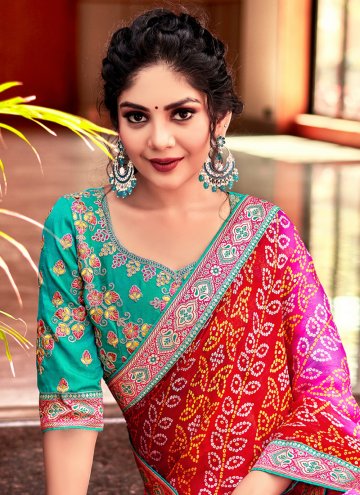 Multi Colour Trendy Saree in Chiffon with Bandhej Print