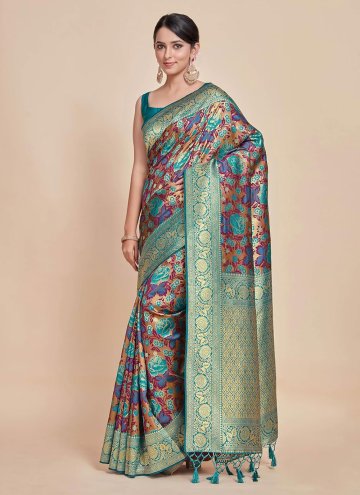 Multi Colour Trendy Saree in Kanjivaram Silk with 