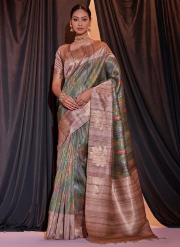 Multi Colour Trendy Saree in Tussar Silk with Wove