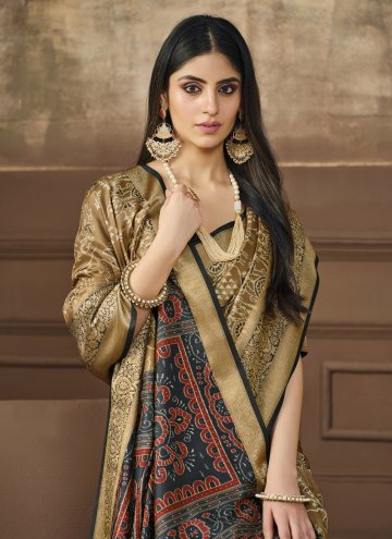 Multi Colour Tussar Silk Digital Print Trendy Saree for Ceremonial