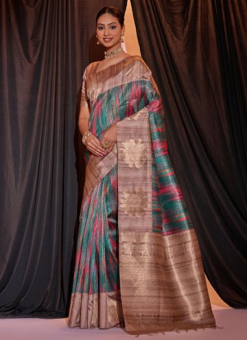 Multi Colour Tussar Silk Woven Classic Designer Sa