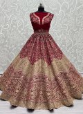 Multi Colour Velvet Diamond Work Designer Lehenga Choli for Bridal - 1