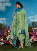 Muslin Trendy Salwar Suit in Green Enhanced with Embroidered - 2