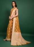 Mustard Banarasi Woven Designer Saree for Festival - 1