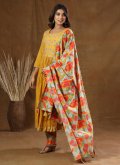 Mustard color Cotton  Salwar Suit with Embroidered - 2