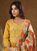 Mustard color Cotton  Salwar Suit with Embroidered - 3