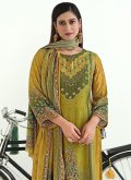 Mustard color Digital Print Pashmina Trendy Salwar Kameez - 1