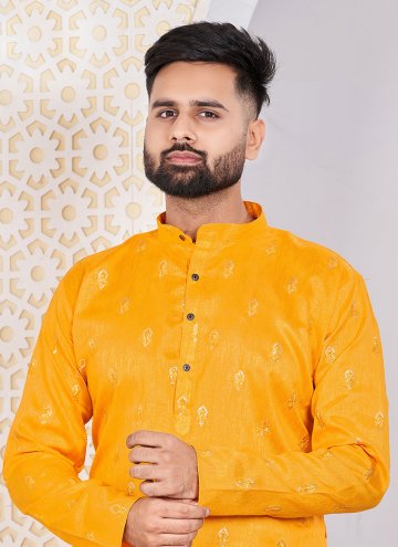 Mustard color Embroidered Banglori Silk Kurta