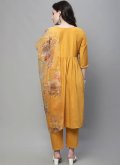 Mustard color Embroidered Cotton Silk Salwar Suit - 1