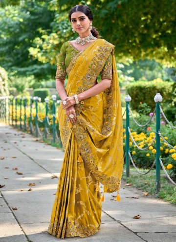 Mustard color Embroidered Fancy Fabric Classic Des