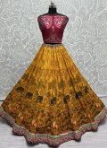 Mustard color Embroidered Pure Silk Lehenga Choli - 1