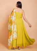 Mustard color Faux Georgette Gown with Plain Work - 2