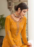 Mustard color Georgette Trendy Salwar Kameez with Embroidered - 1