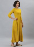 Mustard color Plain Work Rayon Salwar Suit - 2
