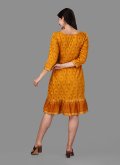 Mustard color Rayon Casual Kurti with Foil Print - 2