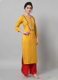 Mustard color Rayon Salwar Suit with Embroidered - 3