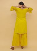 Mustard color Sequins Work Chinon Designer Salwar Kameez - 3