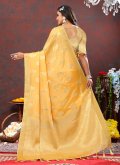 Mustard color Soft Cotton Trendy Saree with Woven - 2