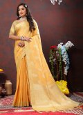 Mustard color Soft Cotton Trendy Saree with Woven - 3