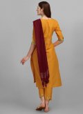 Mustard Cotton  Embroidered Salwar Suit for Casual - 2