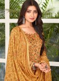 Mustard Cotton  Mirror Work Palazzo Suit for Festival - 1