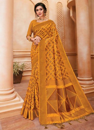 Mustard Cotton Silk Woven Classic Designer Saree