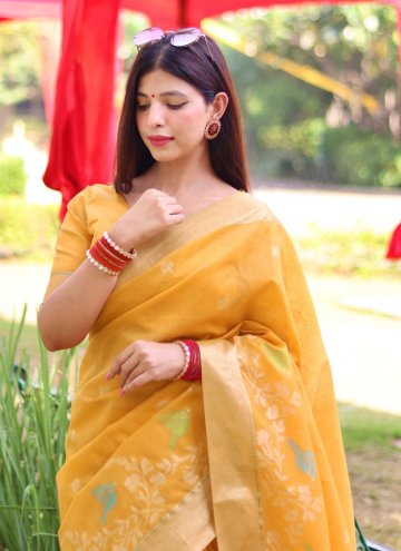 Mustard Cotton Silk Woven Trendy Saree for Casual