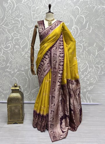 Mustard Designer Saree in Silk with Thread Work