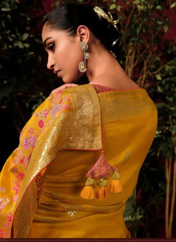 Mustard Designer Saree in Silk with Woven
