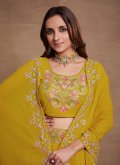 Mustard Georgette Embroidered Lehenga Choli for Ceremonial - 1