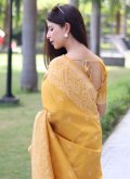 Mustard Handloom Silk Woven Classic Designer Saree - 2