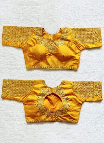 Mustard  in Silk with Embroidered
