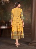 Mustard Party Wear Kurti in Cotton  with Printed - 2